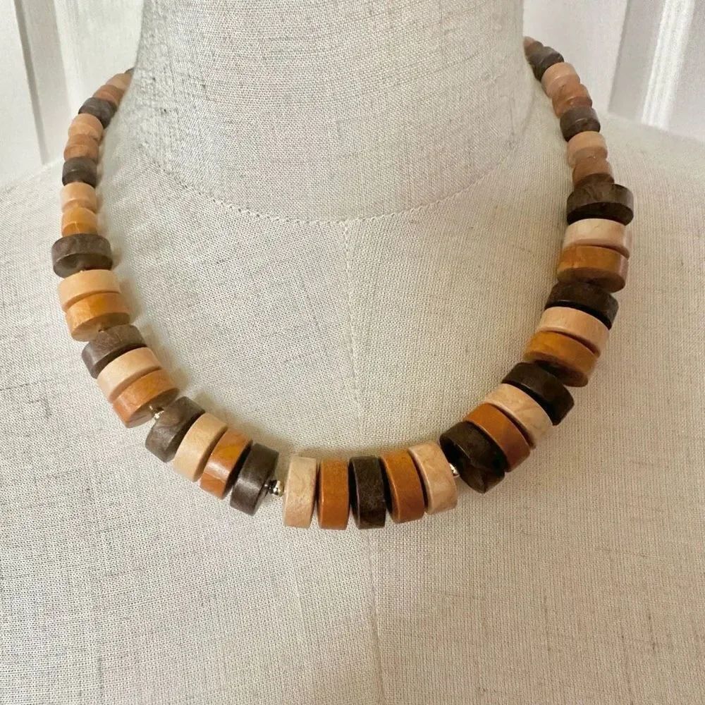 Brown and tan beaded necklace